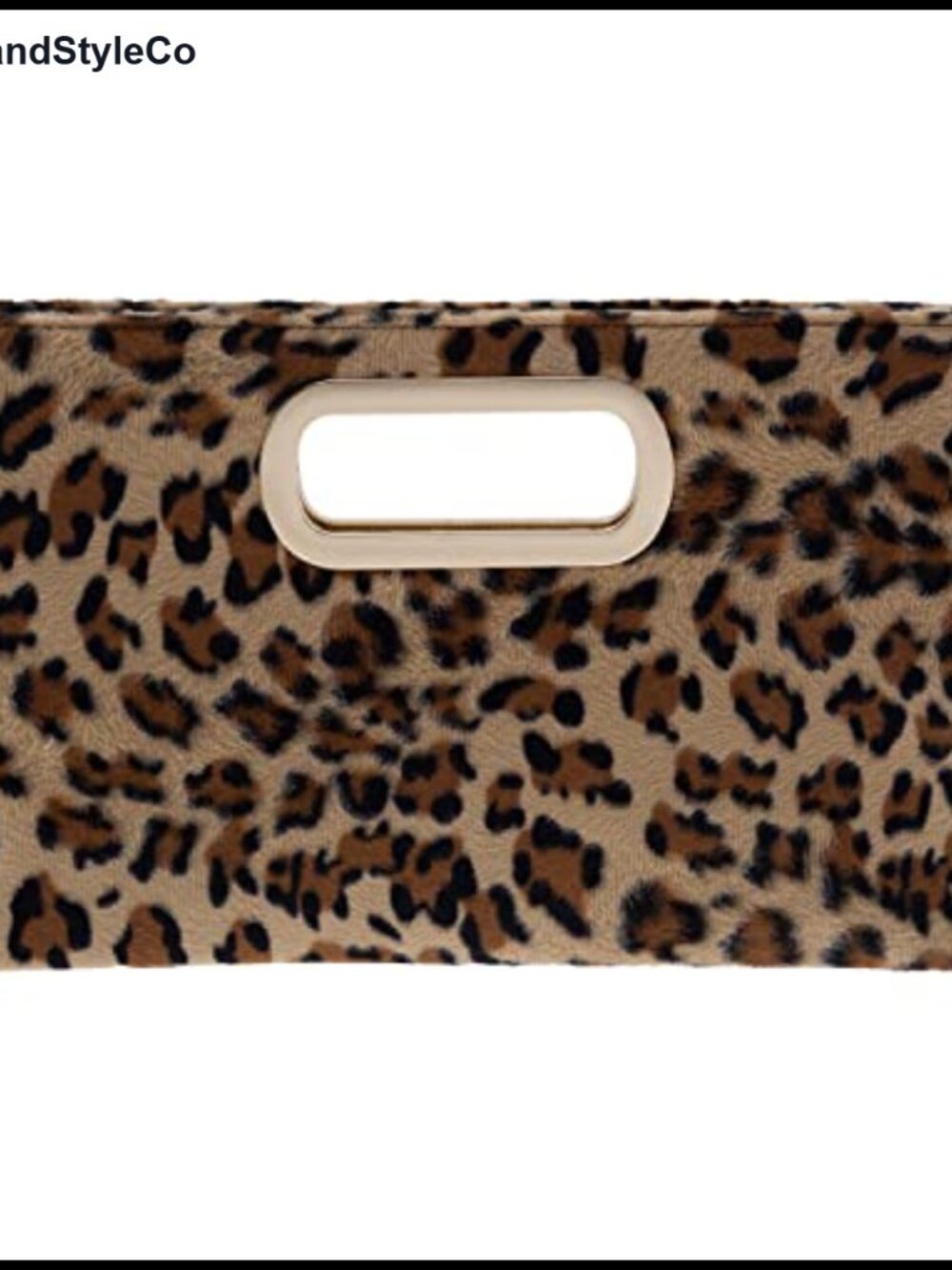 Faux Fur Leopard Print Top Handle Clutch with Crossbody Chain